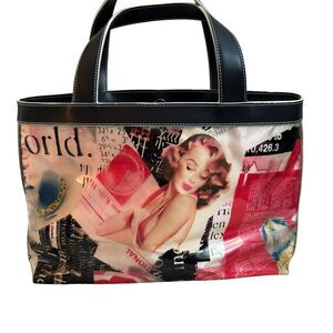 Vintage-Inspired Black and Pink Tote Bag